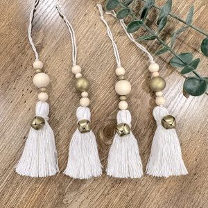 Scandinavian/Farmhouse Handmade Tassel Ornaments- Set of 4